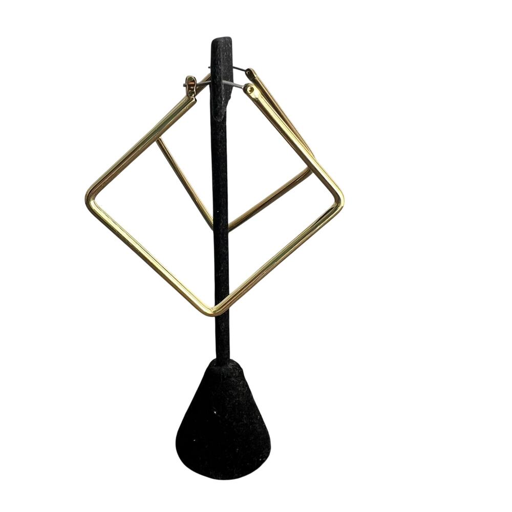Gold tone square geometric hoop earrings